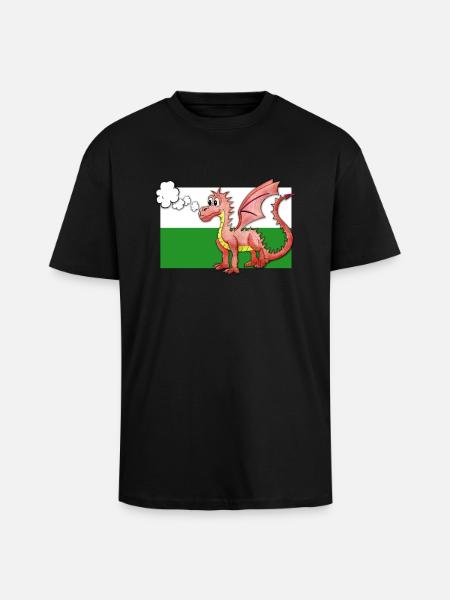 Puffing Welsh Dragon - Gregory - Unisex Oversized Heavyweight T-shirt - black