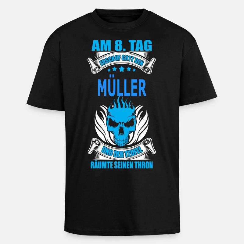 MÜLLER - Oversized Heavyweight Unisex T-Shirt - Schwarz