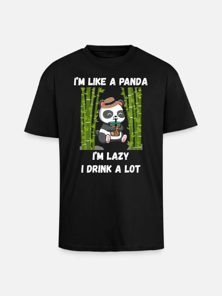 Lazy panda mode - Unisex Oversized Heavyweight T-shirt - black