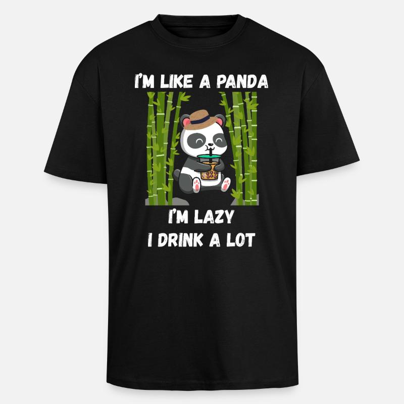 Lazy panda mode - Unisex Oversized Heavyweight T-shirt - black