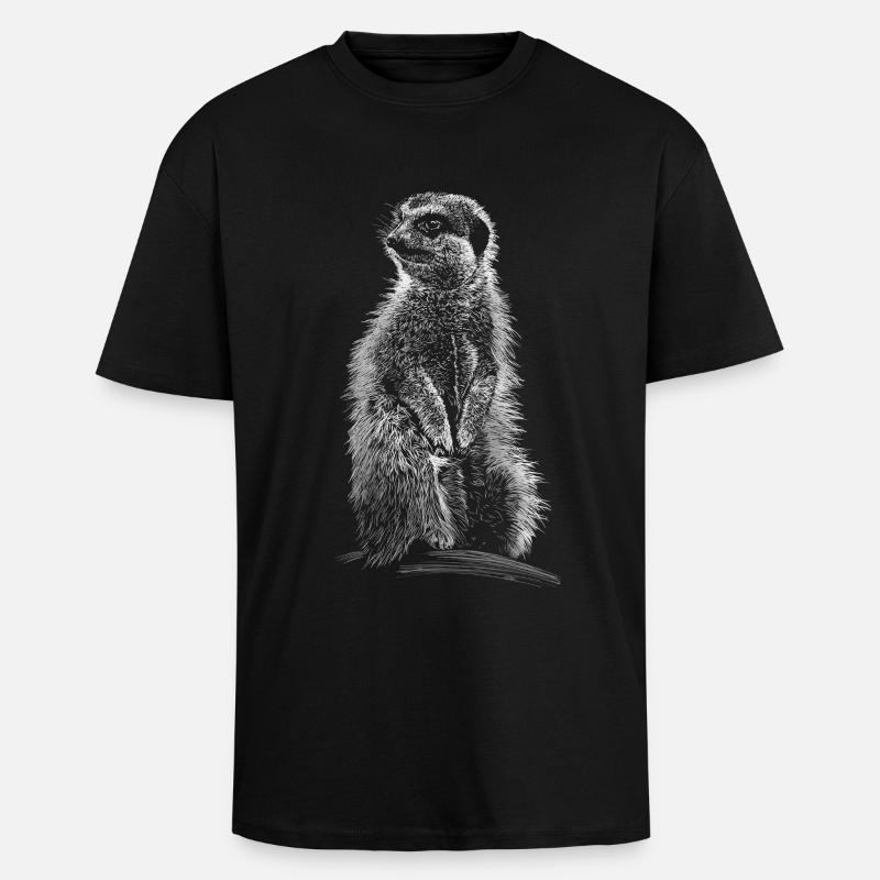 Erdmännchen - Oversized Heavyweight Unisex T-Shirt - Schwarz