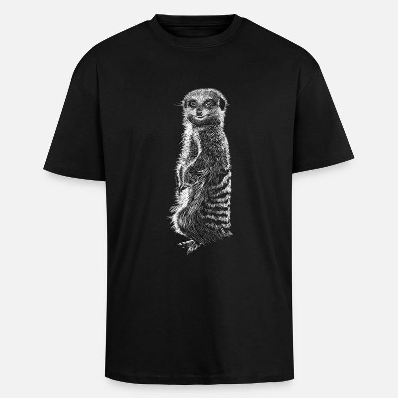 Erdmännchen - Oversized Heavyweight Unisex T-Shirt - Schwarz