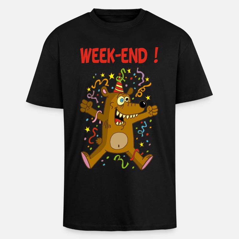 Wochenendbär - Oversized Heavyweight Unisex T-Shirt - Schwarz