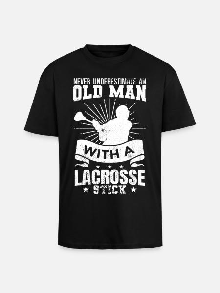 Lacrosse Player Grandpa - Unisex Oversized Heavyweight T-shirt - black