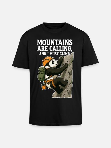 Funny climbing panda bouldering - Unisex Oversized Heavyweight T-shirt - black