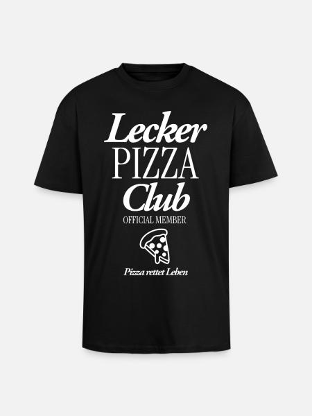 Lecker Pizza CLub - Oversized Heavyweight Unisex T-Shirt - Schwarz