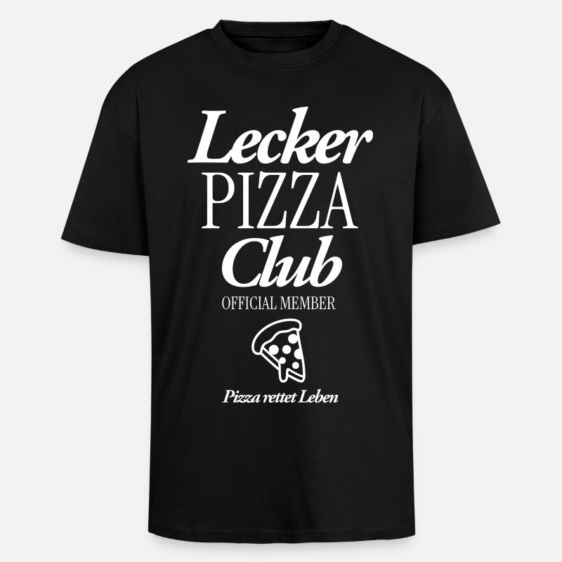 Lecker Pizza CLub - Oversized Heavyweight Unisex T-Shirt - Schwarz