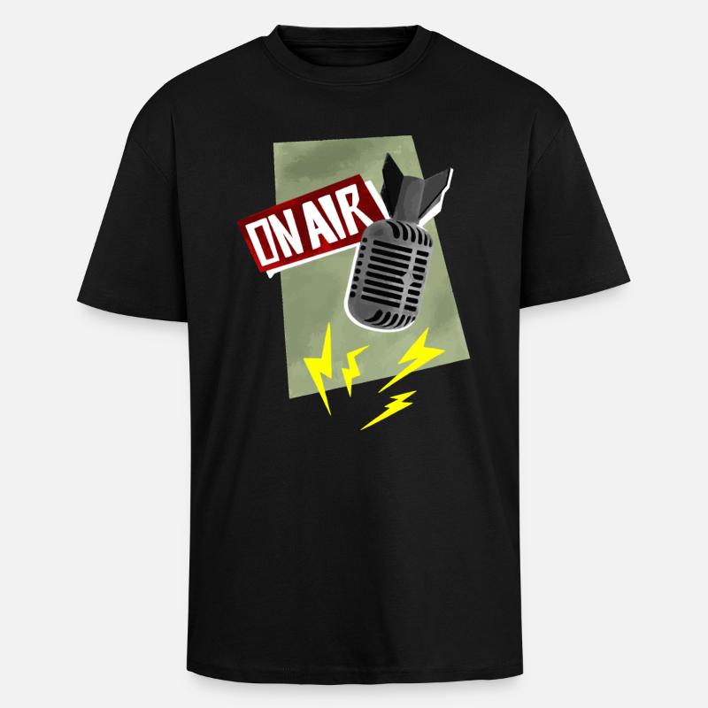 Microphone - diffusion en direct - T-shirt unisexe oversize épais - noir