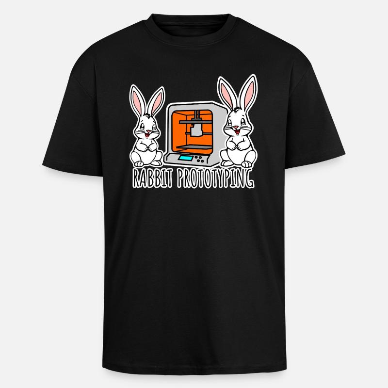 Rabbit Prototyping - Printing rabbits with 3D printer - Unisex Oversized Heavyweight T-shirt - black