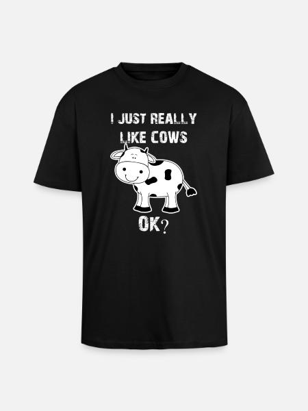 Cow, køer, kvæg, ko Funny Farmer - Unisex oversized heavyweight t-shirt - sort
