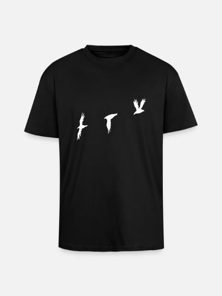 Birds white - Unisex Oversized Heavyweight T-shirt - black
