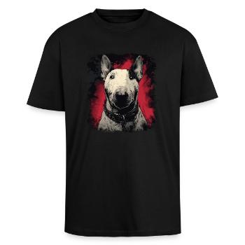 Bull terrier - T-shirt unisexe oversize épais - noir - Devant - Alina (178cm) & Michal (187cm)