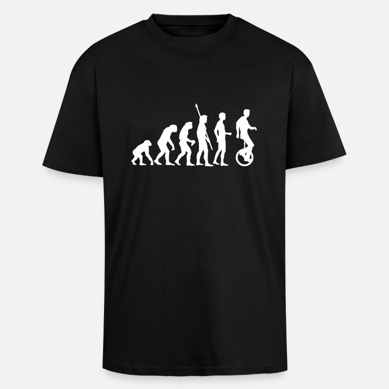 evolution_einradfahrer_1c - T-shirt unisexe oversize épais - noir