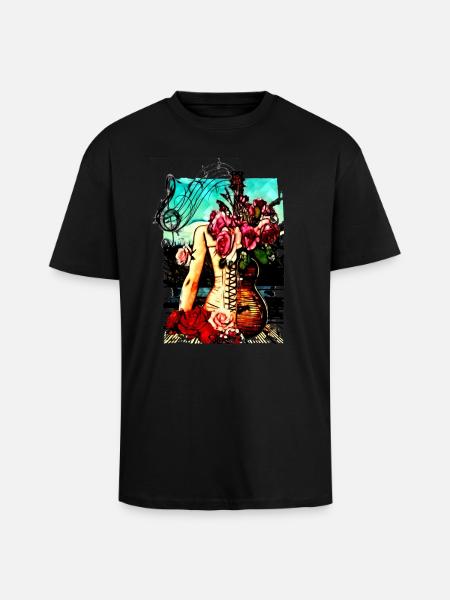 guitare hanches - T-shirt unisexe oversize épais - noir