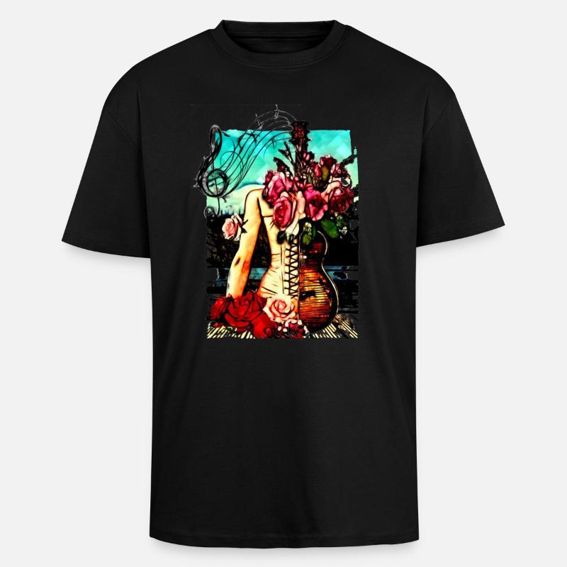 guitare hanches - T-shirt unisexe oversize épais - noir