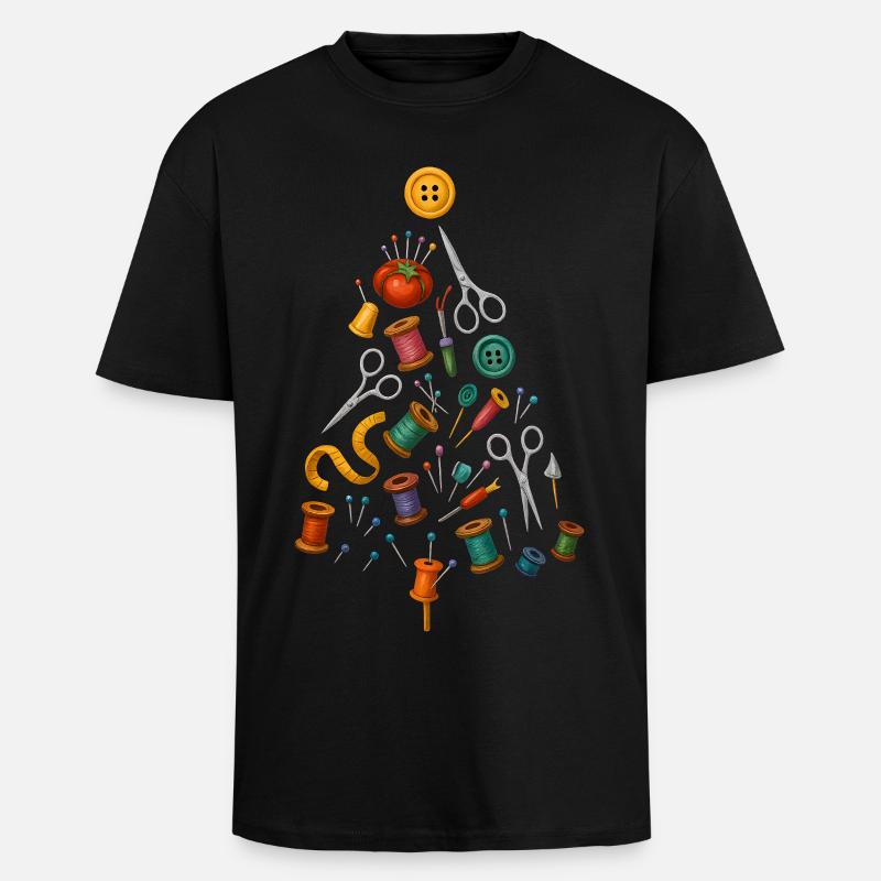 Couture Conception d’arbre de Noël - T-shirt unisexe oversize épais - noir