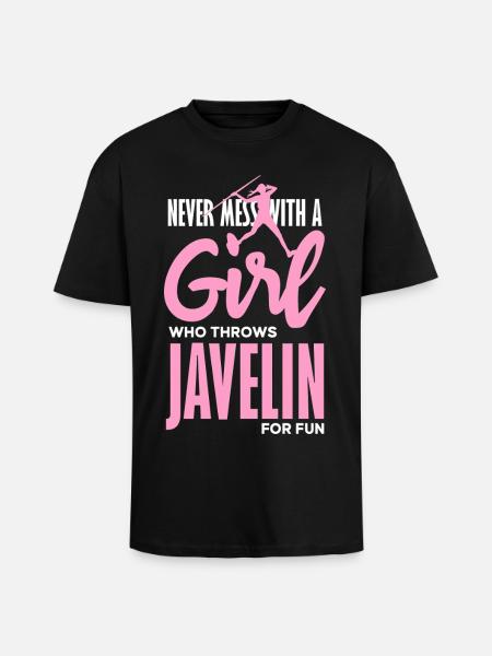 Javelin thrower with fun statement - Unisex Oversized Heavyweight T-shirt - black