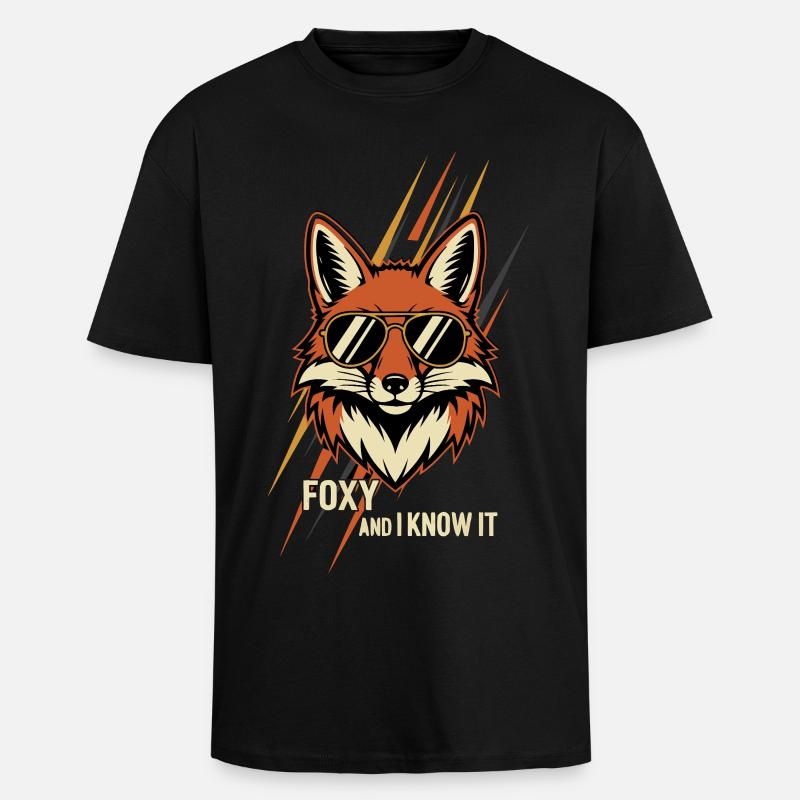 Foxy And I Know It - Oversized Heavyweight Unisex T-Shirt - Schwarz