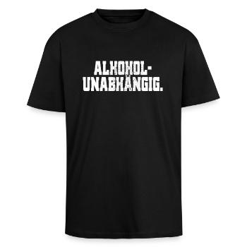 Alkoholunabhängig Sober Straight Edge Alkoholfrei - Oversized Heavyweight Unisex T-Shirt - Schwarz - Vorne - Alina (178cm) & Michal (187cm)