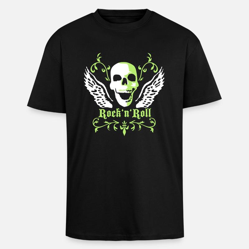 rock_n_roll_skull_2c - Oversized Heavyweight Unisex T-Shirt - Schwarz