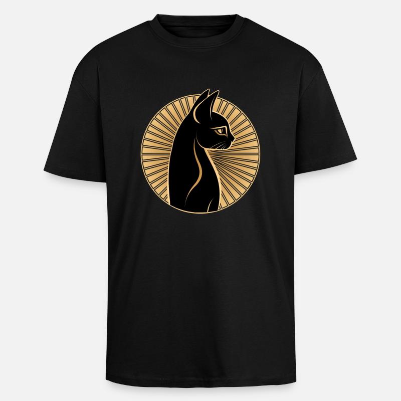 Chat égyptien - T-shirt unisexe oversize épais - noir