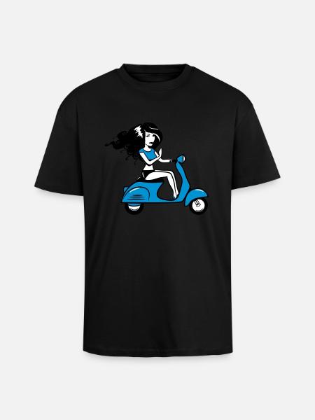 motorroller mädchen sexy - Oversized Heavyweight Unisex T-Shirt - Schwarz