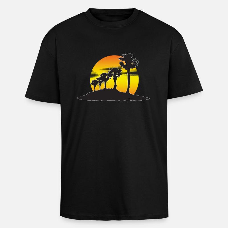 coucher de soleil - T-shirt unisexe oversize épais - noir