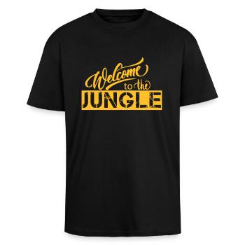 welcome to the jungle - Oversized Heavyweight Unisex T-Shirt - Schwarz - Vorne - Alina (178cm) & Michal (187cm)