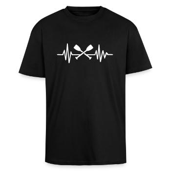 Pagaie - T-shirt unisexe oversize épais - noir - Devant - Alina (178cm) & Michal (187cm)