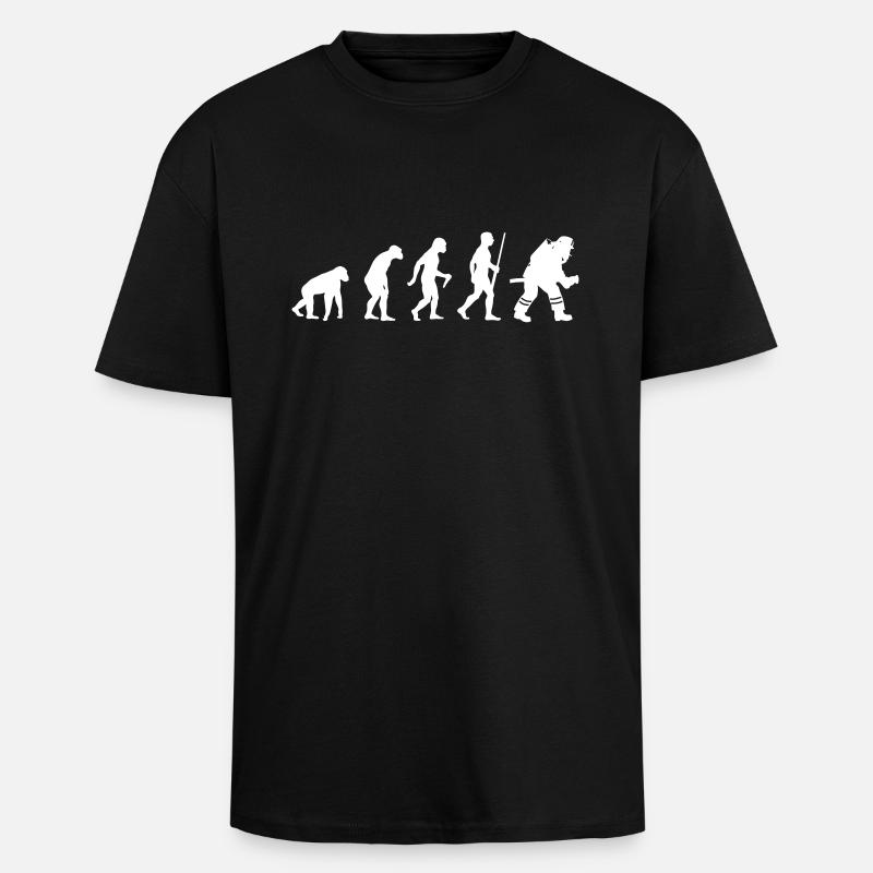 L'évolution des pompiers - T-shirt unisexe oversize épais - noir