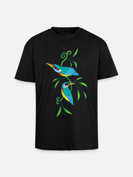 Birds and nature - Unisex Oversized Heavyweight T-shirt - black