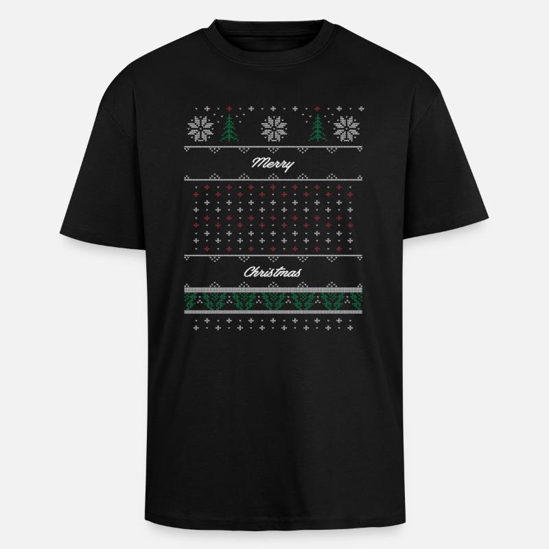 Merry Christmas Pattern - T-shirt unisexe oversize épais - noir