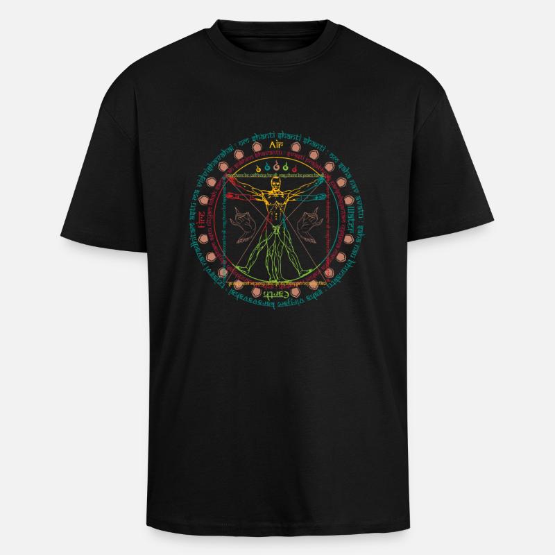 Vitruvian Cosmo Wise Man - Unisex Oversized Heavyweight T-shirt - black
