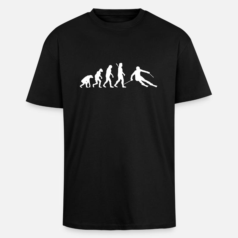Evolution Skifahrer - Oversized Heavyweight Unisex T-Shirt - Schwarz