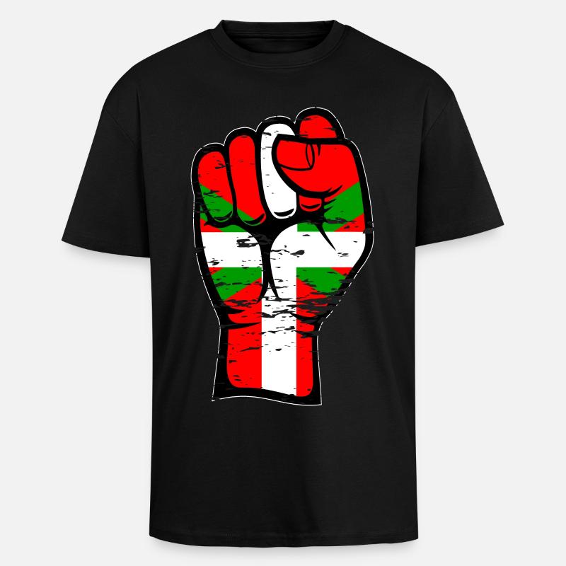 Baskische Flagge Faust used - Oversized Heavyweight Unisex T-Shirt - Schwarz