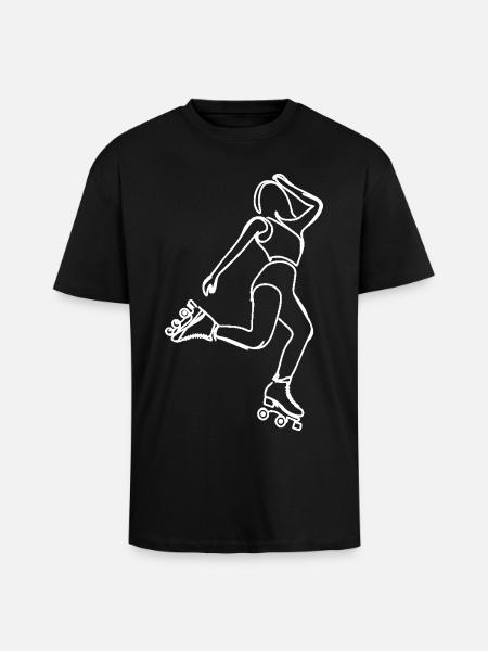 Roller Skater Drawing - Unisex Oversized Heavyweight T-shirt - black