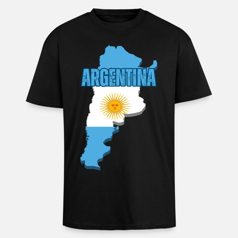 Fierté argentine, drapeau de l’Argentine - T-shirt unisexe oversize épais - noir