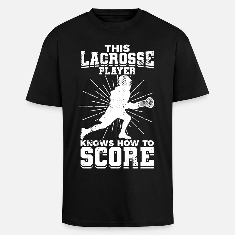 Lacrosse Junge - Oversized Heavyweight Unisex T-Shirt - Schwarz