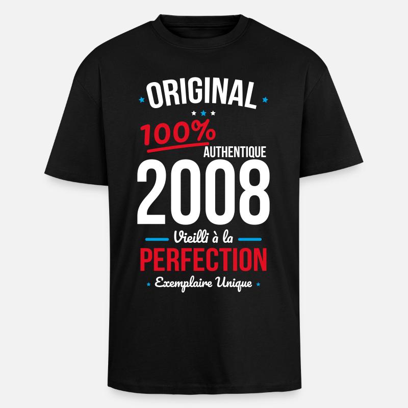 2008 – Original – Exemplaire unique - T-shirt unisexe oversize épais - noir