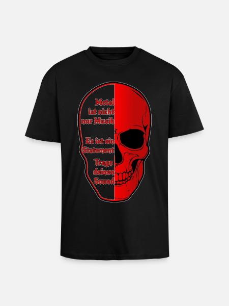 Halbskull Metal-Statement Rot Schwarz - Oversized Heavyweight Unisex T-Shirt - Schwarz