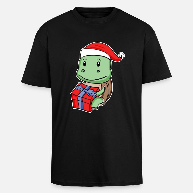 Turtle with Christmas hat - Unisex Oversized Heavyweight T-shirt - black