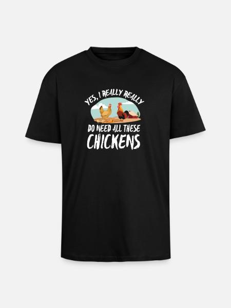 Farmer Shirt-All of these Chickens - Unisex Oversized Heavyweight T-shirt - black
