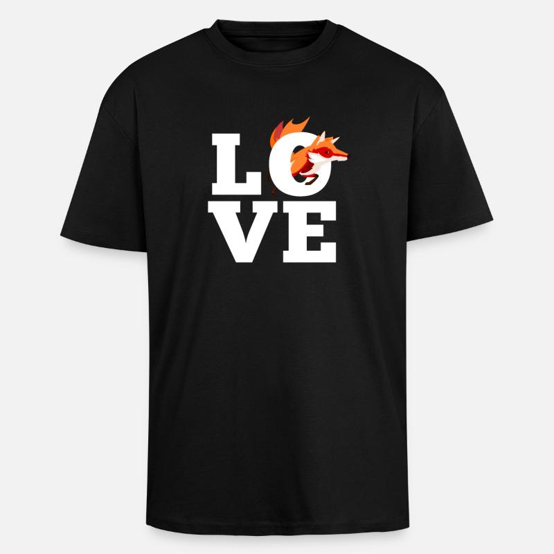 Fuchs Love Fox - Oversized Heavyweight Unisex T-Shirt - Schwarz