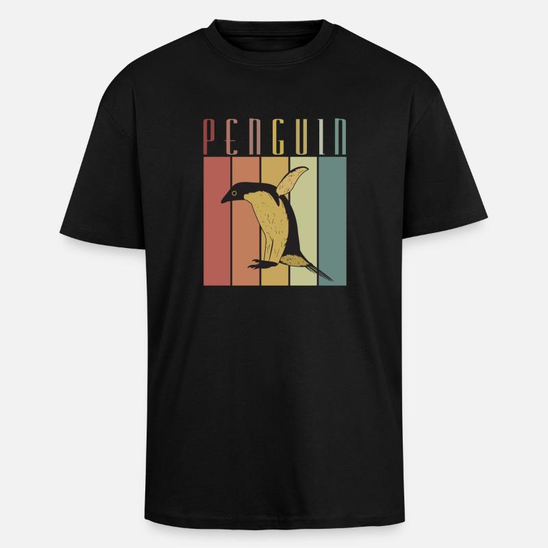 Pinguin Oldshool Geschenk Idee - Oversized Heavyweight Unisex T-Shirt - Schwarz