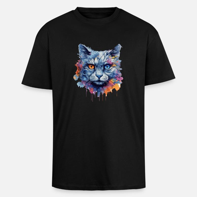Cat - Unisex Oversized Heavyweight T-shirt - black