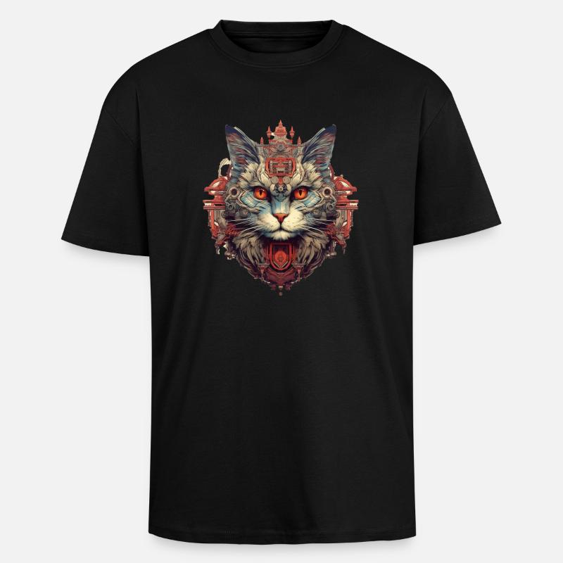 Cat - Unisex Oversized Heavyweight T-shirt - black