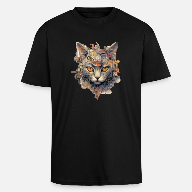 Chat - T-shirt unisexe oversize épais - noir