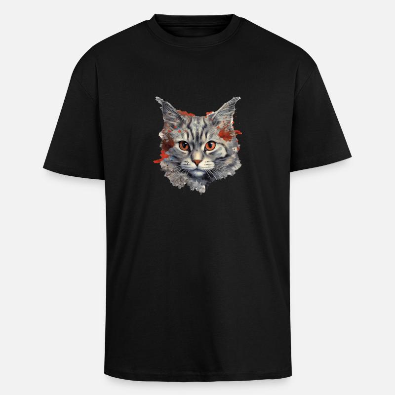 Chat - T-shirt unisexe oversize épais - noir