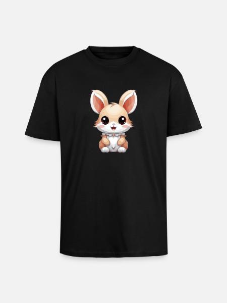 Bunny - Kawaii Style - Unisex Oversized Heavyweight T-shirt - black