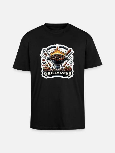 GrillMaster - Grill Illustration - Unisex Oversized Heavyweight T-shirt - black